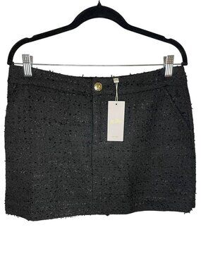 Lilly Pulitzer Colette Boucle Mini Skirt Black Textured Size 8 MSRP$158 NWT